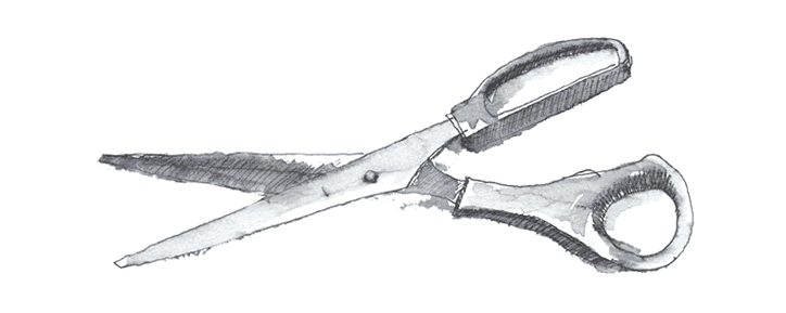 Watercolor sketch of scissors